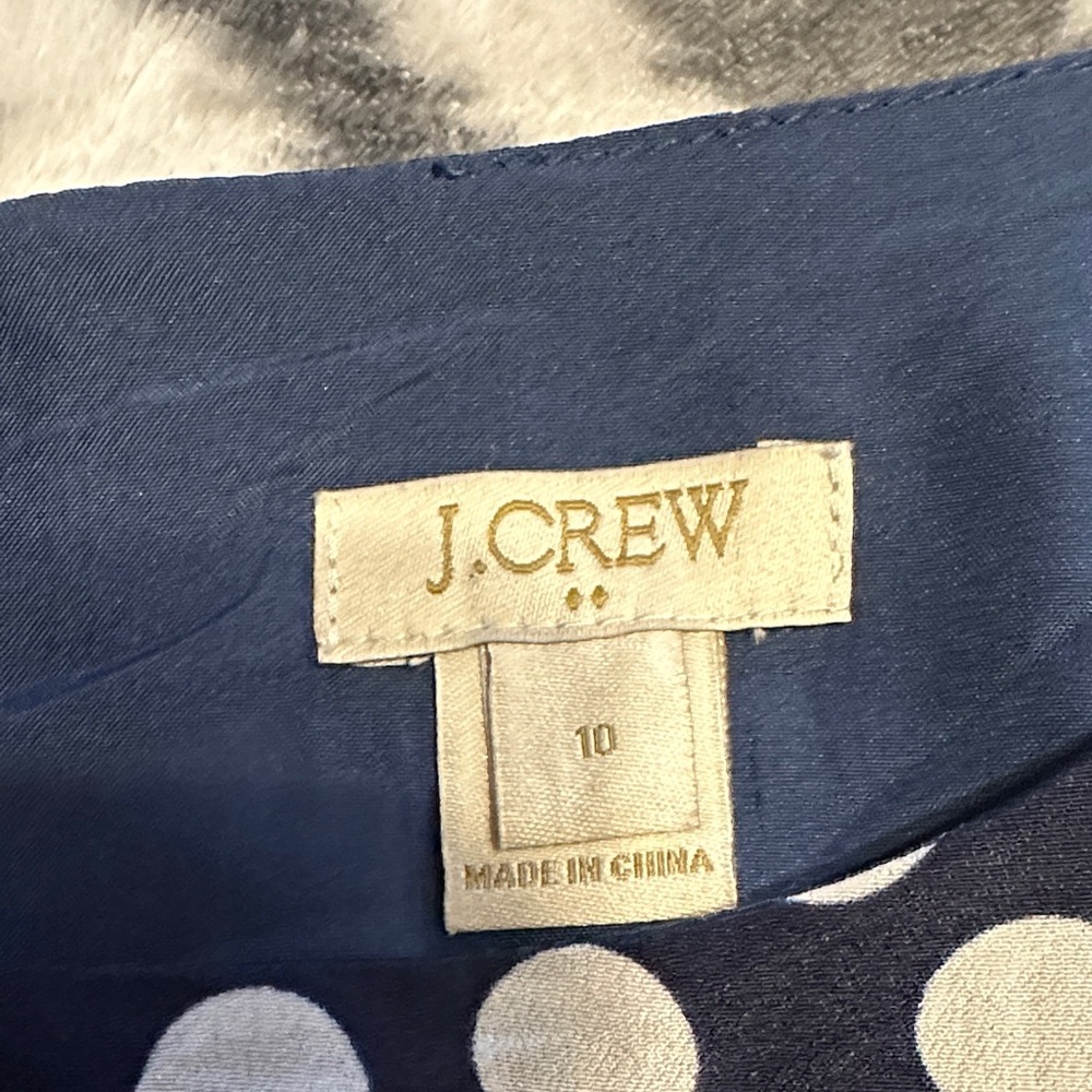J. Crew Navy and White Polka Dot Midi Dress - Picture 2 of 3